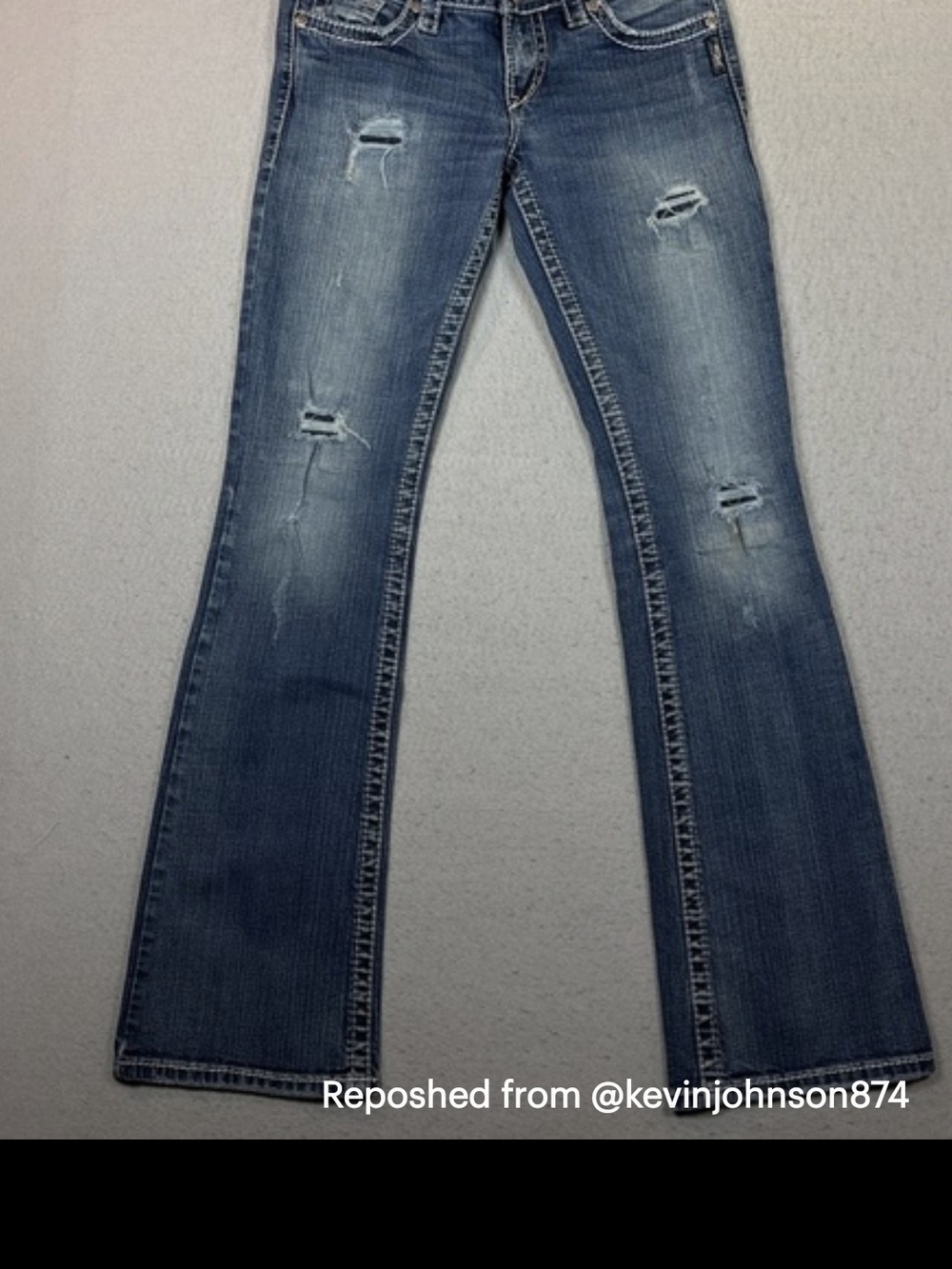 Fabric Backed Distressed Pioneer Silver Jeans